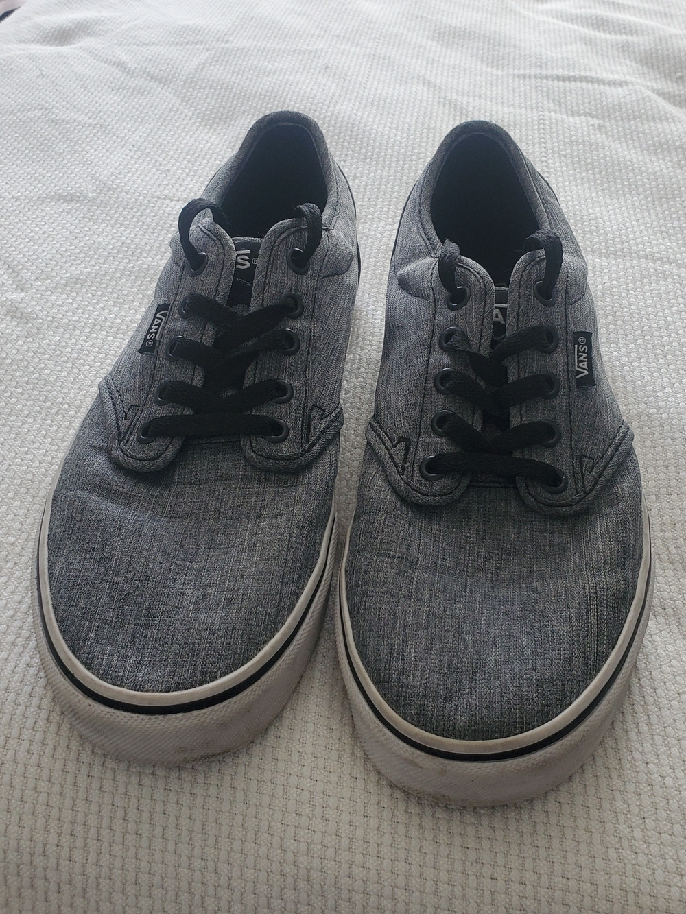 Vans Mens Grey Canvas Low-Top Sneakers with Black Laces
